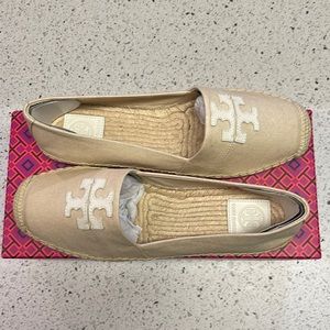 🌸🌺TORY BURCH WESTON FLAT ESPADRILLE CANVAS/CALF-LEATHER🌸🌺